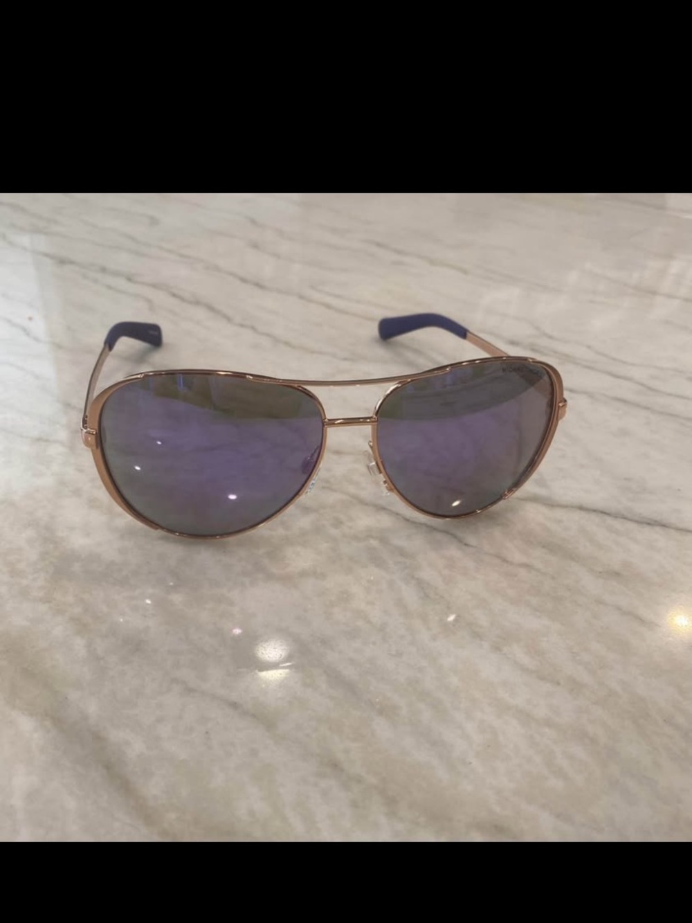Women's Aviator Sunglasses with Purple Lenses and Gold Frame